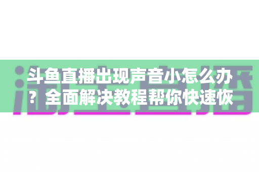 斗鱼直播出现声音小怎么办？全面解决教程帮你快速恢复音量