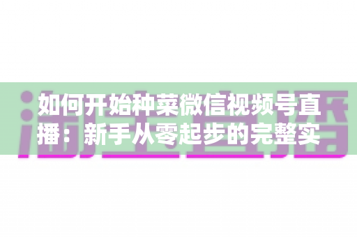 如何开始种菜微信视频号直播：新手从零起步的完整实战指南